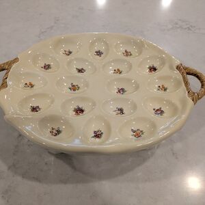 D BVintage 1983.Ceramic Egg Platter 10" x 9".